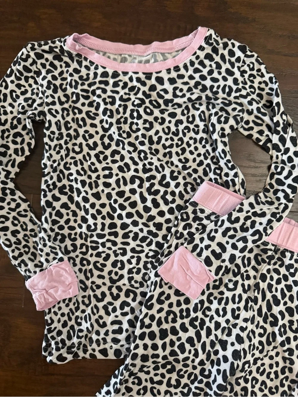 Little Sleepies Black & White Leopard Pajama Set with Pink Trim